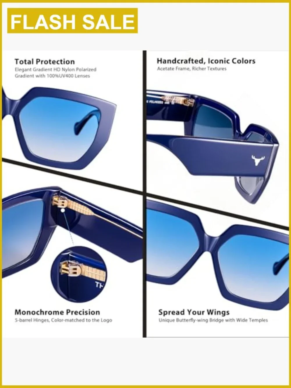 Oversized Square Polarized Sunglasses UV400 for Women Travel Driving